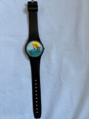 Disney Kids Black Watch with Blue and Yellow Ocean Scene Dial. Battery replaced